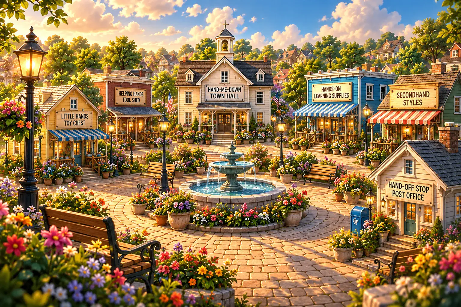 The welcoming town square.